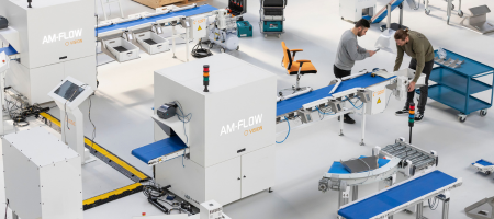 AM Flow ststem  with people using the technology